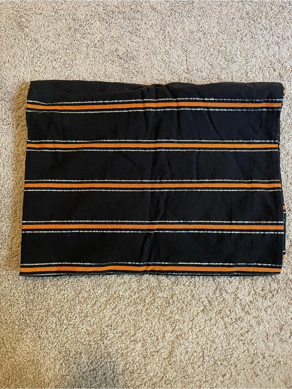 Nicole Miller Home Black Orange Striped Tablecloth 58x80 NWOT Fall